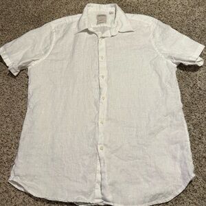 Trenery Casual White Button Down French Linen Shirt - L